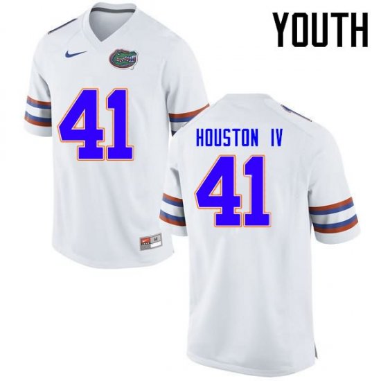 Youth Florida Gators #41 James Houston IV NCAA Nike White Authentic Stitched College Football Jersey WGO0662XC